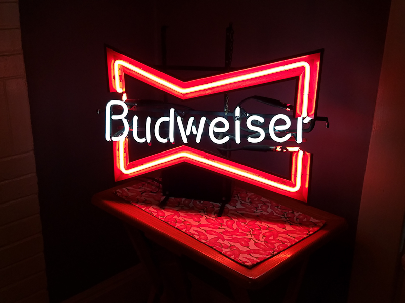 Budweiser neon sign from Golden Treasures in Braddock, September 24 2017