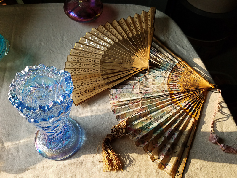 Fans and carnival glass from Golden Treasures in Braddock PA September 9, 2017